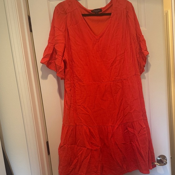Perceptions Vibrant Red V-Neck Dress - Picture 1 of 2